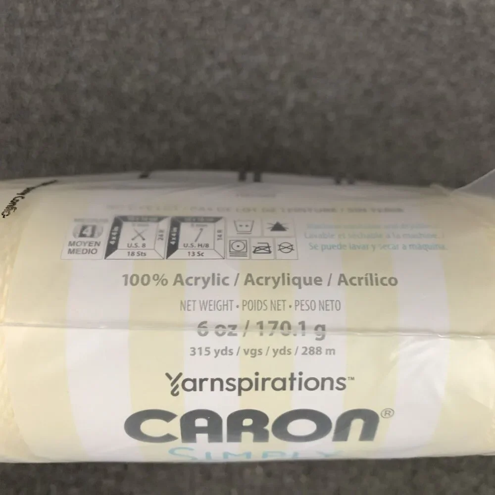 Yarnspirations Caron Simply Soft Off White 100% Acrylic Yarn 3 Skeins - Picture 3 of 6